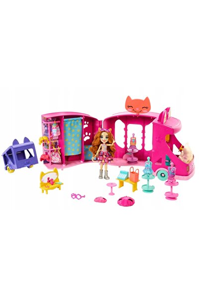 Enchantimals GLAM PARTY MOBILNE STUDIO MODY + păpușă dulce pisicuță Caddy Cat