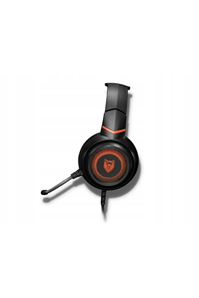 NO BRAND Căști de gaming cu microfon, cu iluminare RGB, negru-portocaliu