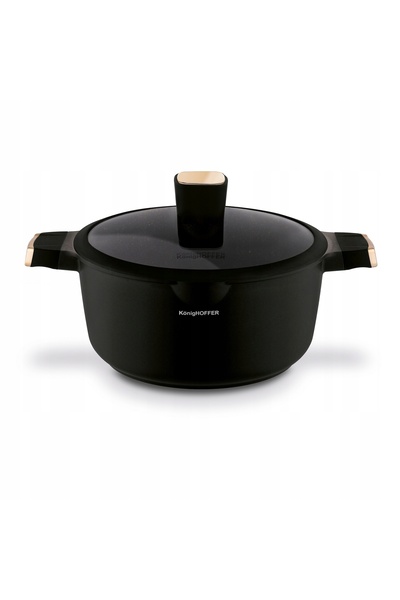 Konighoffer GARNEK DUŻY Induction GAS Lid SOLIDNY Black Rose 6 l 28cm