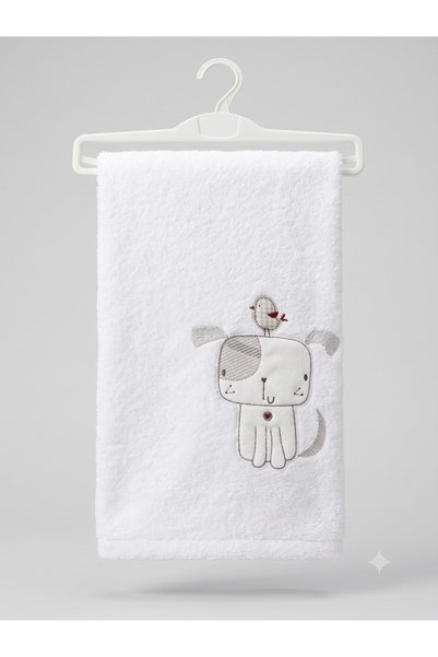 TinyCare 100% Cotton, Embroidered, Hypoallergenic Baby Blanket - Soft Texture, Children's Bath Towel White, 85X115Cm