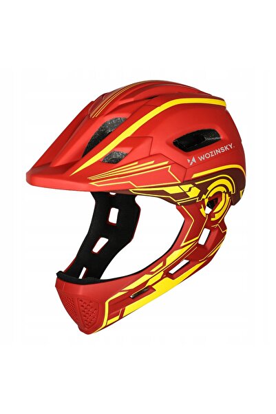 WOZINSKY Cască de bicicletă integrală pentru copii cu lumină spate 52-56cm Ne...