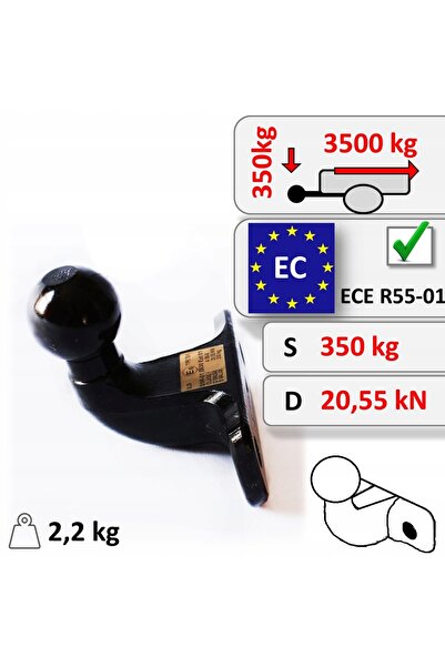 NO BRAND Cârlig de remorcare cu bilă și flanșă, 50mm, 3500kg, 2xM16, pentru r...