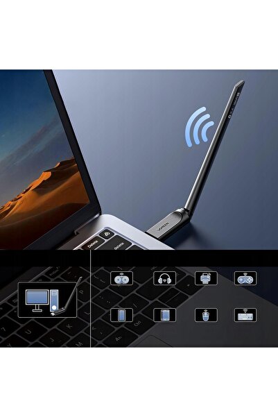 Ugreen Adaptor wireless cu antenă WiFi 6 Bluetooth 5.4 USB-A 600Mbps