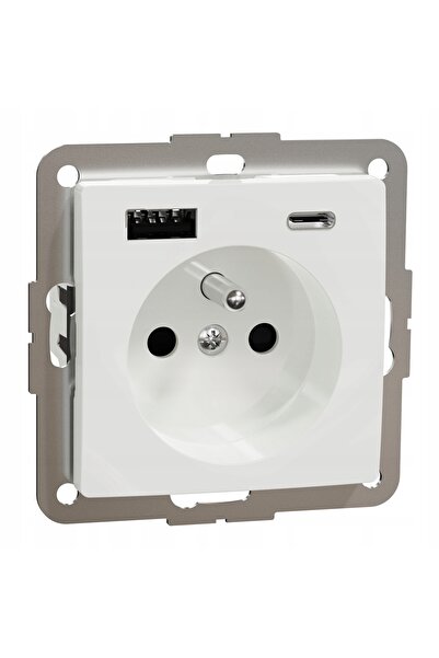 Schneider Electric Priză cu încărcător SEDNA DESIGN 2xUSB A+C 2.4A Alb SCHNEI...