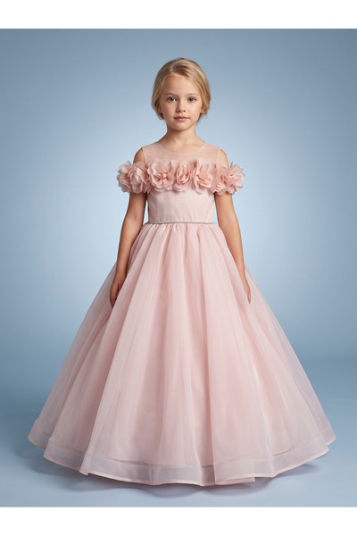 modallita Girl's Rose Princess Model Evening Dress