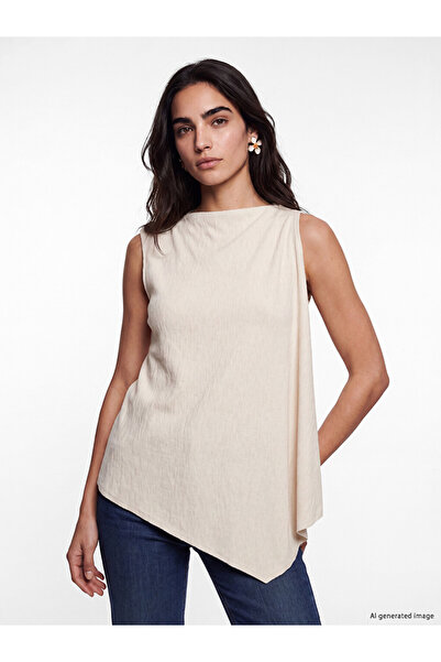 LC Waikiki I Wide Roba Collar Textured Asymmetrical Cut Blouse from Freezen S...