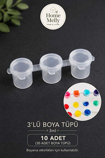 btm home 10 Adet 3'lü Boş Boya Tüpü 3ml Kapaklı Boş Boya Kutusu