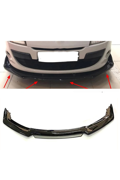 HasAkman Renault Megane Mk3 Gri Renkli Şeritli Dilli Ön Lip 4 Prç Parlak Siya...