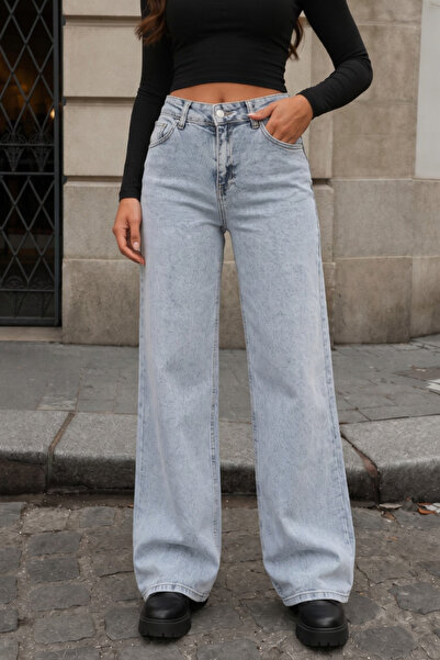 alanora High Waist Wide Leg Light Blue Palazzo Jeans