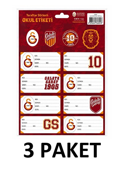 Keskin Pachet de 3 etichete școlare Galatasaray cu program de cursuri, 3 pagi...