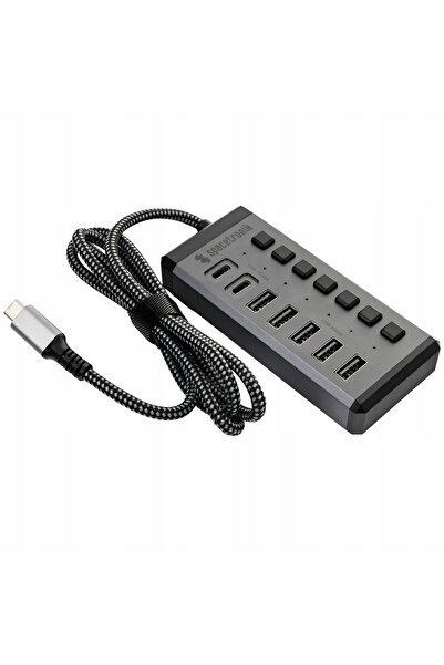 Spacetronik Adaptor Hub Splitter 7xUSB cu întrerupătoare SPU-M18 port USB C