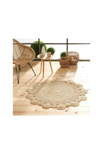 Douceur D'INTERIEUR Covor rotund mare din iută, țesut, stil boho, 120 CM