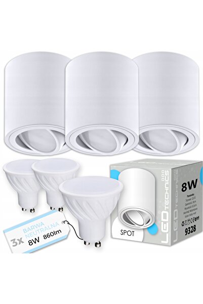 LEDtechnics 3x SPOT CORP DE ILUMINAT DE SUPRAFAȚĂ TUB HALOGEN GU10 8W bec LED...