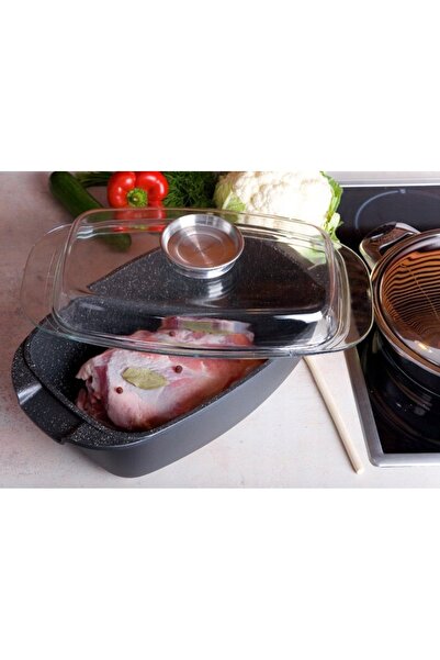 Kinghoff Vas de copt din marmură 5.5L 33cm, compatibil cu inducție și gaz