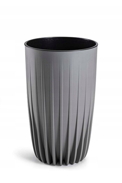 HowHomely Ghiveci modern înalt și mare pentru balcon/terasă, gri + inserție 42cm