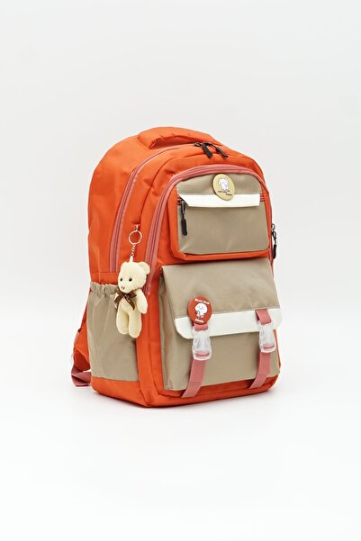 Jasmin Multi-Compartment School Bag and Lunch Box Set with Cute Teddy Bear Ac...