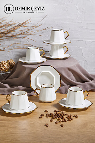 Demir Çeyiz Dmr Life Milano Set of 6 Porcelain Coffee Cups 90ml