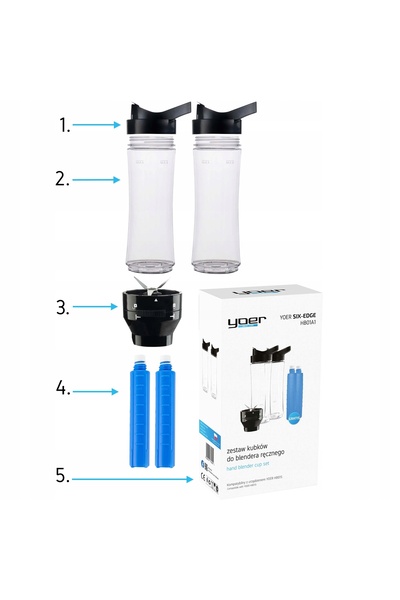 NO BRAND 2 x Cană BIDON 700ml pentru Blender de mână Yoer HB01S