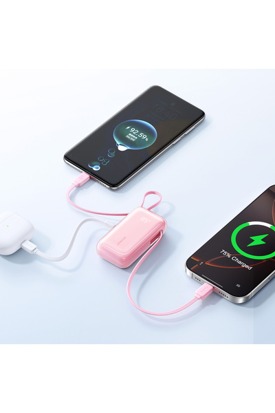 Joyroom Powerbank de 10000mAh, 35W, cu cablu USB-C retractabil și cablu-șnur ...
