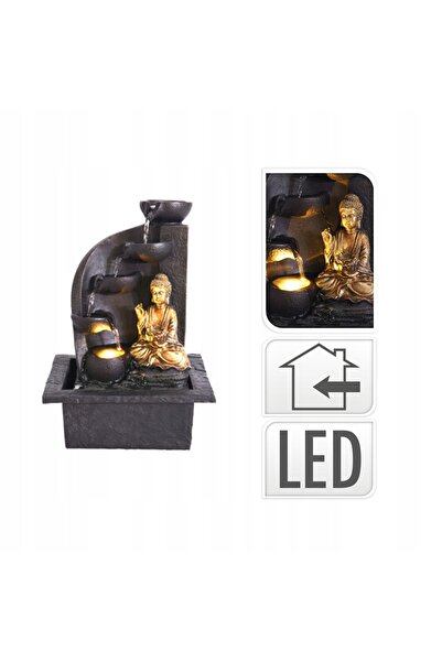 Progarden Fântână de grădină cu lumină LED, statuie Buddha 30cm, pentru terasă
