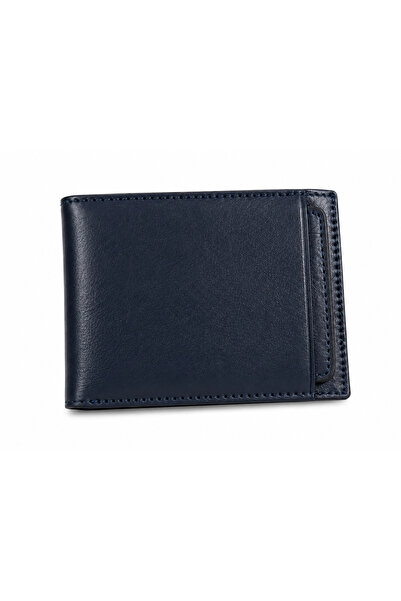MASSARELLI Genuine Leather Horizontal Coin Purse Navy Blue Men's Wallet Gift ...
