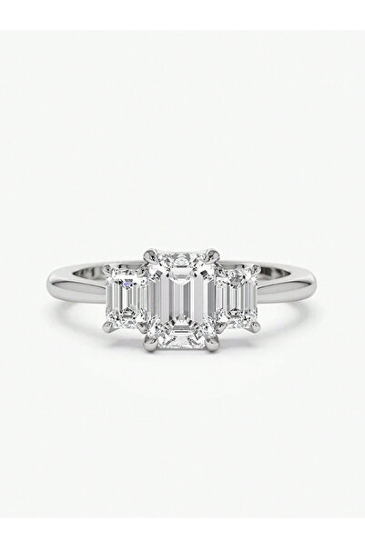 choice2 8 Silver 925 Sterling Silver Gorgeous Shiny Rectangle Zircon Ring For...