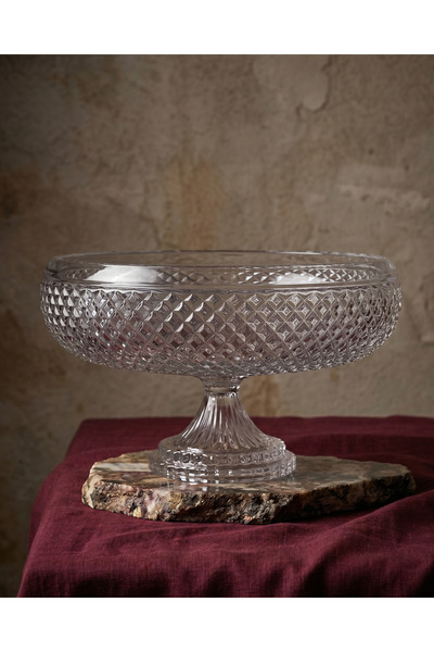 AKDEN STORE Cut Crystal Decorative Glass Presentation Bowl / Salad Bowl