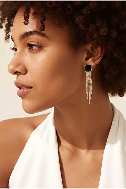 Generic Brand Cercei onix roza.placati cu aur 14 k