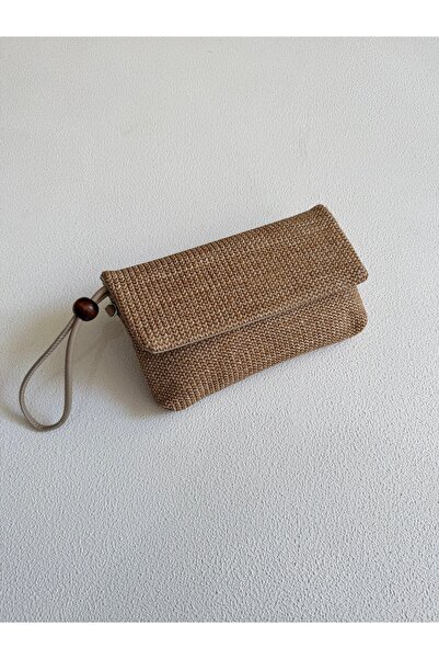 Mia Collection Simple Model Clutch Bag, Portfolio Bag, Handbag Straw Mink
