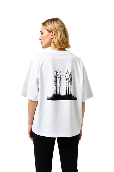 PayBuy Women's Oversize T-Shirt Naked Tree Print Foggy Ground Art Design Rela...