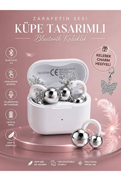 Klipsli Charm hediyeli Bluetooth Kulaklık