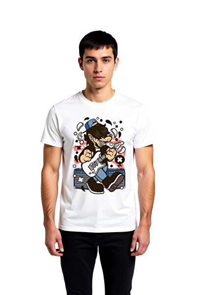 PayBuy Art Wolf Playing Electric Guitar Printed Men's T-Shirt