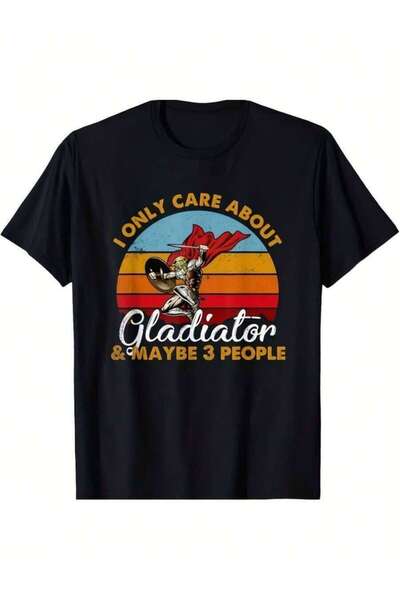 NOURAM تي شيرت ريترو 80S Neon Graphic - I Solely Cae About Gladiato Maybe 3 P...