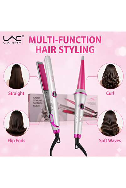 Generic Brand 2‑in‑1 Hair Styling Set, Ceramic Flat Iron Hair Straightener & ...