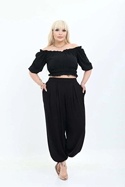 Hazinedan Women's Black Lycra Viscose Fabric Stylish Polka Dot Shalwar Trousers