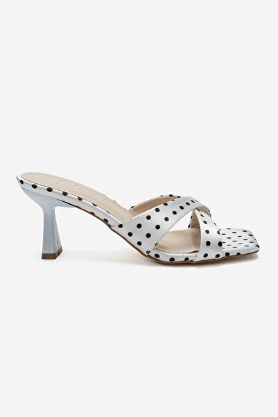 Lizzu Women's Cross-Strapped Polka Dot Heeled Slippers Lorena
