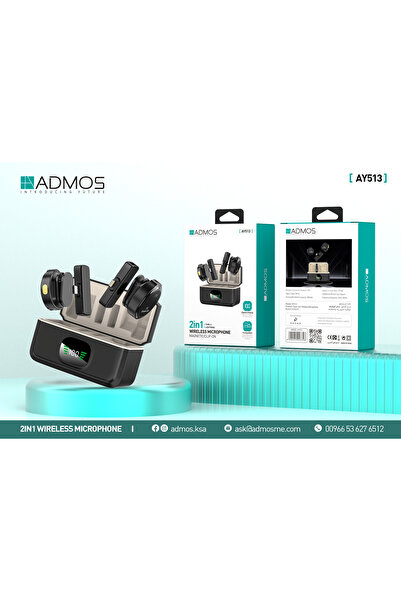 ADMOS ميكروفون لافالير لاسلكي |   ميكروفون مغناطيسي قابل للتركيب بمنفذ USB-C ...
