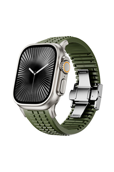 Choice9 42 44 45 46 49MM green(silver) Silicone Sports Strap for Watch Ultra ...