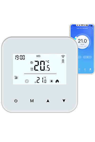 Dotail Termostat inteligent pentru centrale termice, Wi-Fi, cu 2 fire, alimen...