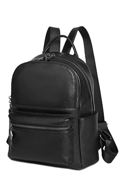 OEM Rucsac din piele cu buzunare exterioare Merlin, Negru
