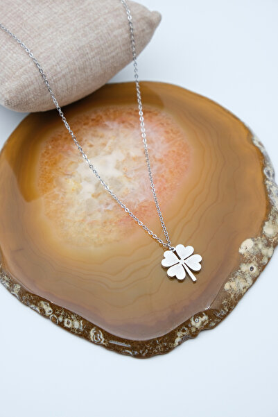 Serenite Collection Clover Silver Color Necklace