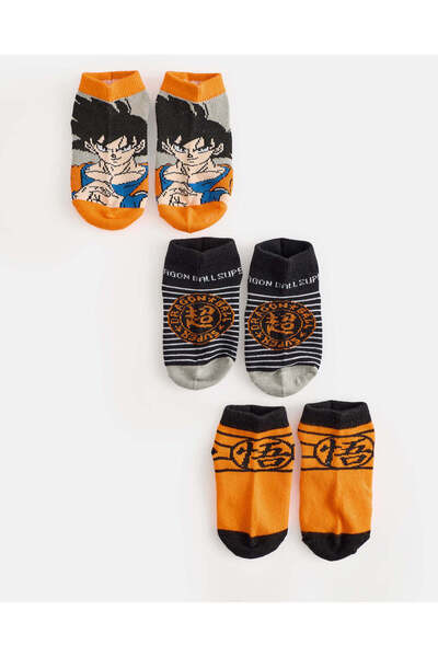 REDTAG Boys Assorted Dragon Ball Z Ankle Length Socks 3 Pack