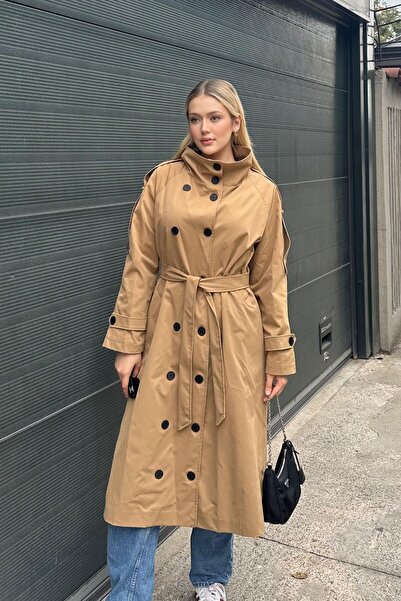 Helen Goods Yeni Sezon Dik Yaka Kadın Trençkot