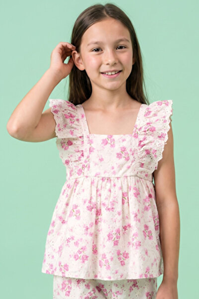 R&B Printed Top with Square Neck and Flutter Sleeves
