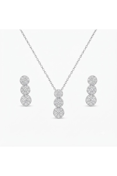 PIETRICELE White Zirconia Set, 925 Silver Rhodium Plated