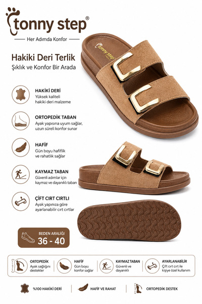 TONNY STEP Dubai 13-Day Leather Velcro Adjustable Full Orthopedic Flexible Sl...