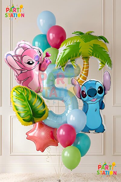 Parti Station Lilo Stitc Balloon and Angel Balloon 5 Years Old 14 Piece Giant...