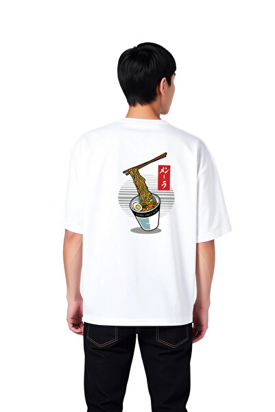 PayBuy Men's Oversize T-Shirt Ramen Printed Stick Detail Relaxed Fit Daily We...