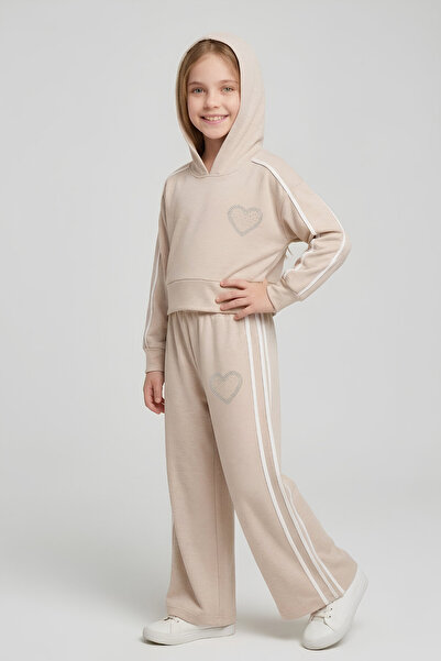 MODANINO Girl's Double Face Fabric Hooded Top and Bottom Set 3-12 Years 12754Ds