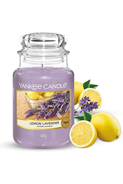 GENERAL Yankee Candle Lemon Lavender Scented, Classic 22oz Large Jar Single W...